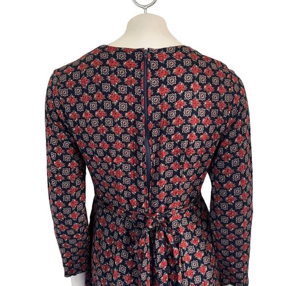 VTG 80s EXPO Lace Collar Moody Floral Long Sleeve Tie Back Midi Dress SZ 6P - Picture 6 of 10